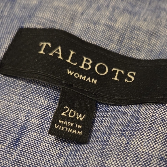 Talbots Women's Summer Blazer 100% Linen Blue Pockets 2 Button Blue Size 20 W - Picture 3 of 9